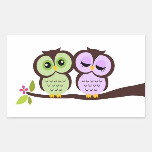 Lovely Owls Rechteckiger Aufkleber (Vorderseite)