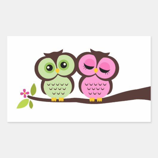 Lovely Owls Rechteckiger Aufkleber (Vorderseite)