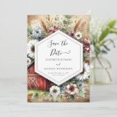 Lovely Pampas Grass Barnyard Wedding Save The Date (Stehend Vorderseite)