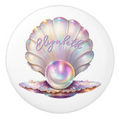 Lovely Pastel Iridescent Pearl Clamshell Keramikknauf (Vorderseite)