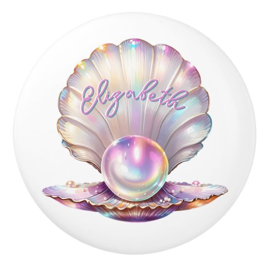 Lovely Pastel Iridescent Pearl Clamshell Keramikknauf (Vorderseite)