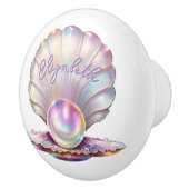 Lovely Pastel Iridescent Pearl Clamshell Keramikknauf (Rechts)