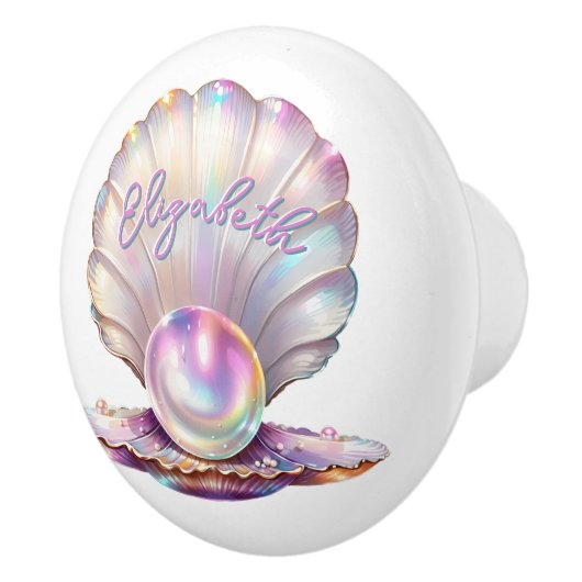 Lovely Pastel Iridescent Pearl Clamshell Keramikknauf (Rechts)