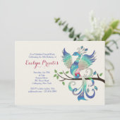 Lovely Peacock Einladung (Stehend Vorderseite)