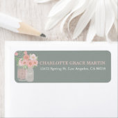 Lovely Peonies Mason Jar Address Labels (Insitu)