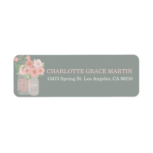 Lovely Peonies Mason Jar Address Labels (Vorne)