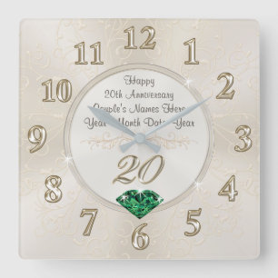 Lovely Personalized 20th Anniversary Gifts, Clock Quadratische Wanduhr