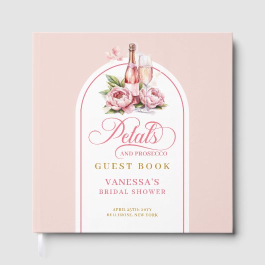 Lovely petals and prosecco blush gold Shower Gästebuch (Vorderseite)