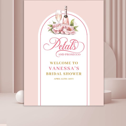 Lovely petals and prosecco gold blush party banner wandteppich