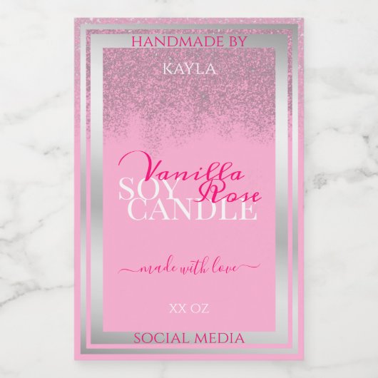 Lovely Pink and Silver Product Packaging Labels Lebensmitteletikett (Einzelnes Label)