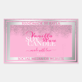 Lovely Pink and Silver Product Packaging Labels Rechteckiger Aufkleber
