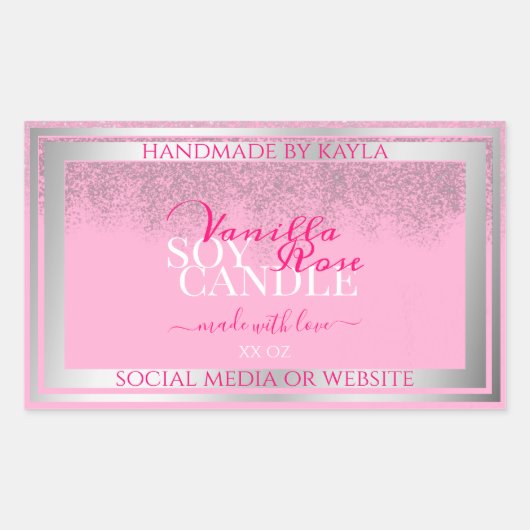 Lovely Pink and Silver Product Packaging Labels Rechteckiger Aufkleber (Vorderseite)