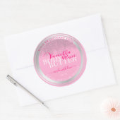 Lovely Pink and Silver Product Packaging Labels Runder Aufkleber (Umschlag)