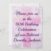 LOVELY PINK CROSS 90. GEBURTSTAG EINLADUNG (Vorderseite)