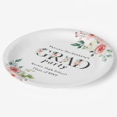 Lovely Pink Floral GRAD Custom Party Paper Plates Pappteller (Schrägansicht)