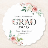 Lovely Pink Floral GRAD Custom Party  Untersetzer (Vorderseite)