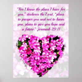 LOVELY PINK FLORAL JEREMIAH 29:11 PLÄNE FÜR HOFFNU POSTER