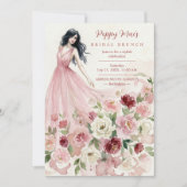 Lovely Pink Floral Model Bridal Shower Einladung (Vorderseite)