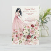 Lovely Pink Floral Model Bridal Shower Einladung (Stehend Vorderseite)