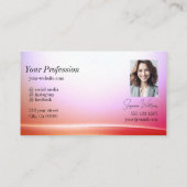 Lovely Pink Lilac Curved Deco Monogramm und Foto Visitenkarte (Rückseite)