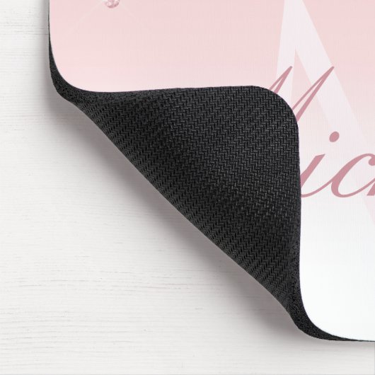 lovely pink monogram glitter drip mousepad (Ecke)
