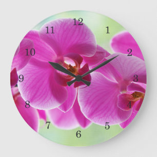 Lovely Pink Orchids Große Wanduhr