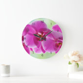 Lovely Pink Orchids Große Wanduhr (Zuhause)