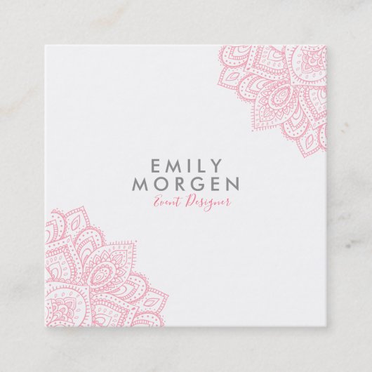 Lovely Pink Paisley Mandala Quadratische Visitenkarte (Vorderseite)