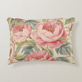 Lovely Pink Peoni Flowers Pattern, Elegant Dekokissen