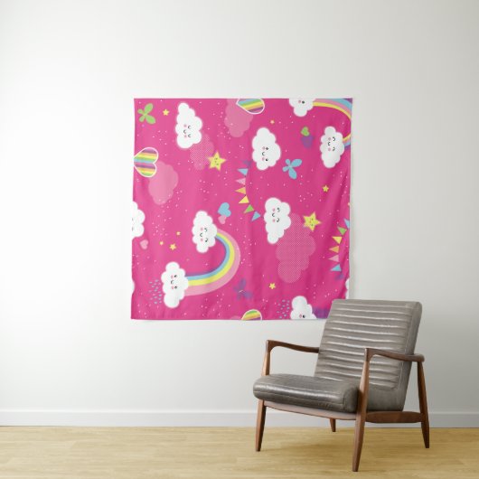 Lovely Pink Rainbow Sky repeating pattern. A seaml Wandteppich (Beispiel (Horizontal))