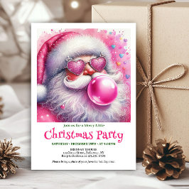 Lovely pink santa chewing gum watercolor invite  einladung