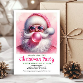 Lovely pink santa chewing gum watercolor invite einladung