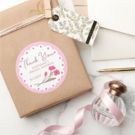 Lovely Pink Whimsical Thank You Bridal Shower Runder Aufkleber