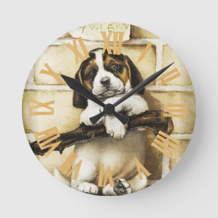 Lovely Puppy  Runde Wanduhr