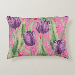 Lovely, Purple,Shocking Pink Tulip Flowers Pattern Dekokissen