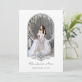 Lovely Quinceañera Spanish Stilysh Grey Chic Arch Einladung (Stehend Vorderseite)