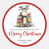 Lovely quirky reindeer cute holiday sticker art (Vorderseite)