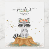 Lovely Raccoon Wildlife Baby Shower Weinetikett (Einzelnes Label)