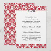 Lovely Red Damask Wedding Einladung (Vorne/Hinten)