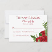 Lovely Red Floral RSVP Karte (Vorderseite)