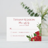 Lovely Red Floral RSVP Karte (Stehend Vorderseite)