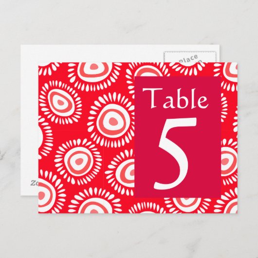 Lovely red funky Blume Tischnummer Postcard (Vorne/Hinten)