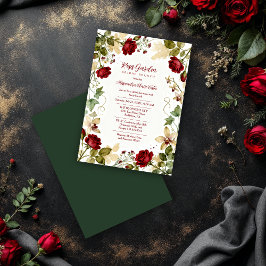 Lovely Red Roses Garden-Inspired Bridal Brunch Einladung
