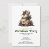 Lovely Retro Christmas Cake Party Card Einladung (Vorderseite)