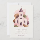 Lovely Rustic Pink Tones Church Wedding  Einladung (Vorderseite)