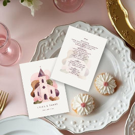 Lovely Rustic Pink Tones Church Wedding Menükarte