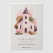 Lovely Rustic Pink Tones Church Wedding Pergament Einladungen (Vorderseite)
