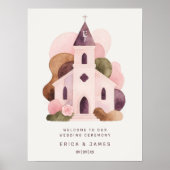 Lovely Rustic Pink Tones Church Wedding Poster (Vorne)