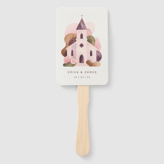 Lovely Rustic Pink Tones Church Wedding Program Fächer (Vorderseite)