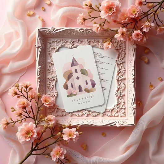 Lovely Rustic Pink Tones Church Wedding Programm